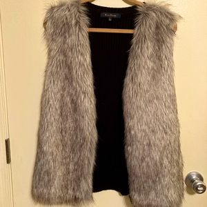 EVAN PICONE FAUX-FUR & SWEATER BACK VEST-L